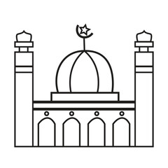 Crescent Moon and Dome Mosque Design 