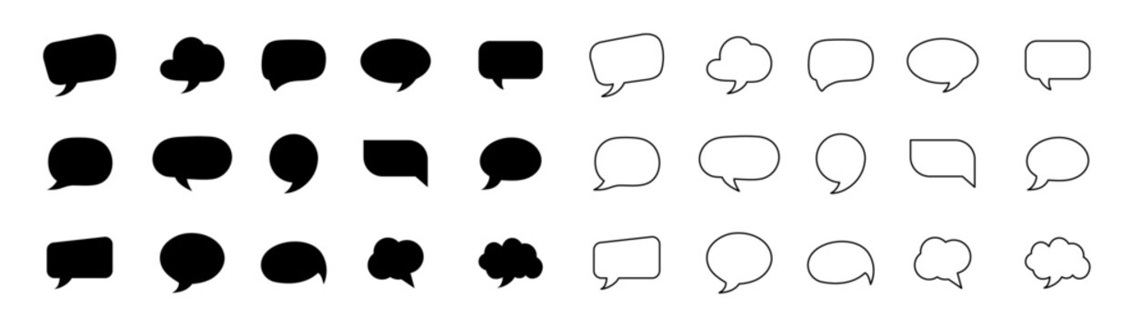 Speech Bubble Set. Talk and Think Bubble, Comics and Dialog Bubbles, Clouds Bubbles, Chat Bubble Vector Illustration