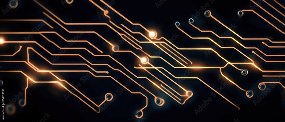 Poster abstract circuit board design with glowing lines and nodes