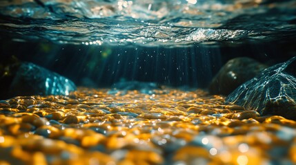 Clear water flowing ,beautiful scene 