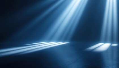 Mysterious blue light rays in dark atmospheric setting