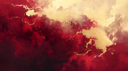 Red and yellow background with white and yellow floral design for abstract art or graphic use