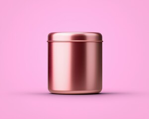 Stylish rose gold container on a vibrant pink background, perfect for modern home decor and storage.