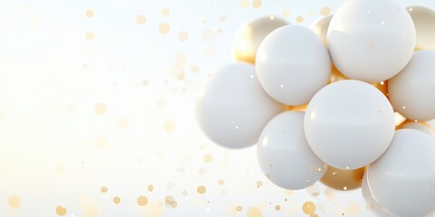 A cluster of white spheres against a soft, light background, creating a minimalist and modern aesthetic.