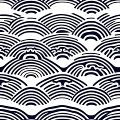 Striking Navy and White Arched Line Pattern Design for Modern Decor