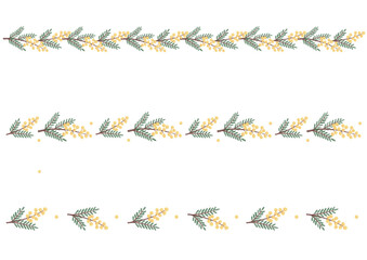 シンプル素朴ででナチュラルかわいい手描き水彩風ミモザライン