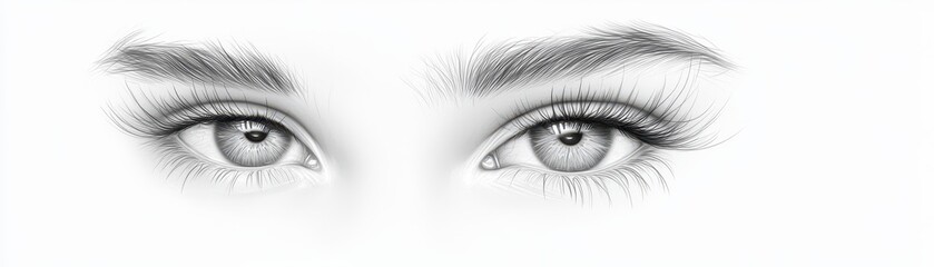 Fototapeta premium Mesmerizing gaze, realistic eyes with long, lush lashes a captivating closeup