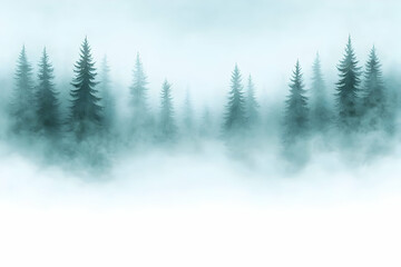 Misty Forest Illustration Winter Trees Background