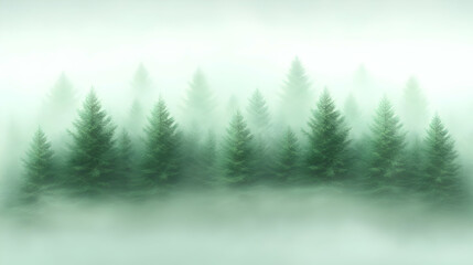 Fototapeta premium Misty Evergreen Forest 3D Illustration