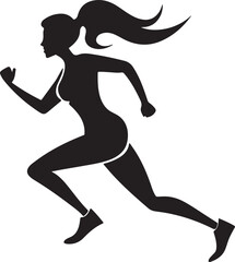 running woman silhouette, black and white silhouette, vector and illustration