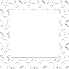weather frame. doodle weather square frame. hand drawn weather frame background. weather background