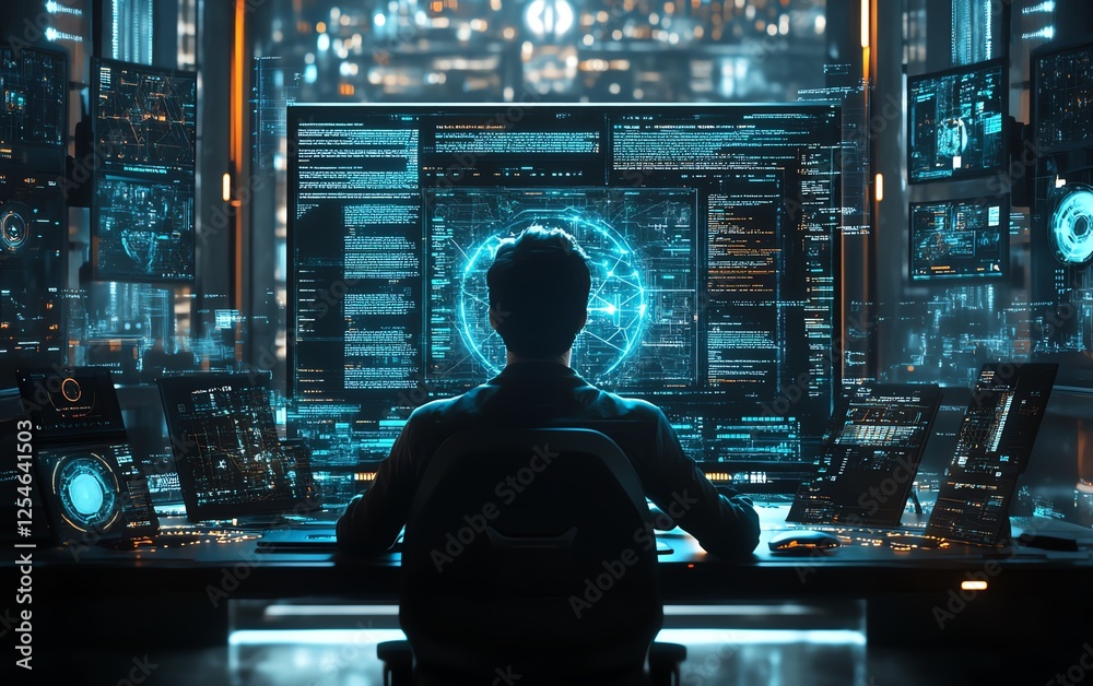 Poster Fullstack developer immersed in code