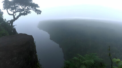 Obraz premium Misty River Gorge Landscape Photo