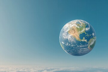 Beautiful view of Earth from space highlighting North America and clouds below during bright daylight