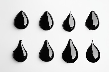 Black paint drops arranged symmetrically on white background