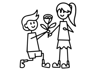 Man Giving Woman Rose Valentine Day