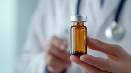 A person is holding a clear bottle with a white label