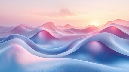Abstract Pastel Mountains Sunrise Landscape