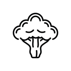 Black line icon for broccoli
