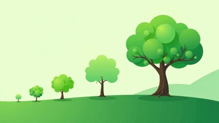 A Visual Representation of Growth, Development, and the Life Cycle of Trees in a Serene Landscape
