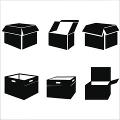Set of Various Box Icons Different Shapes and Styles