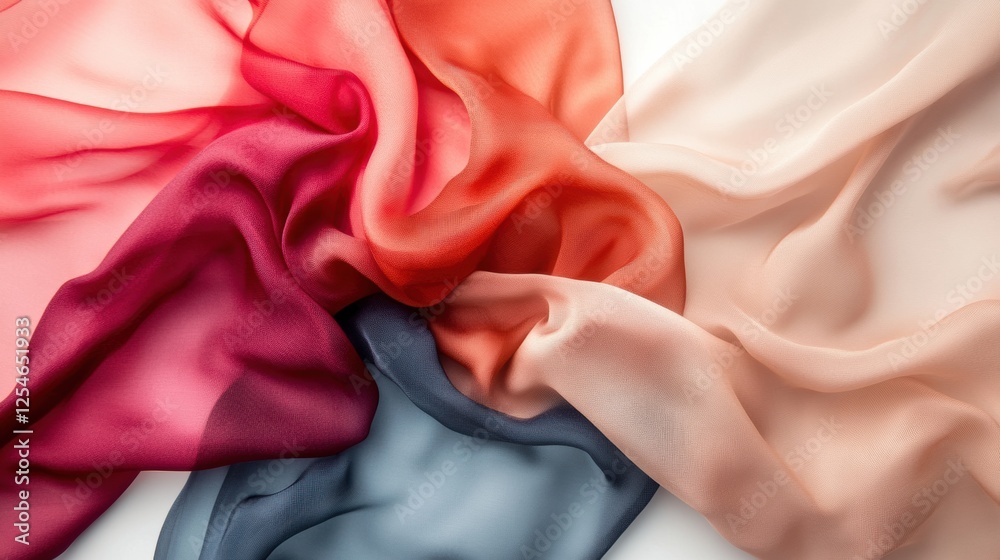 Leinwandbilder elegant flowing silk fabrics arranged beautifully on a neutral backdrop with soft lighting and ample