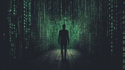 Fototapeta premium quantum computer in matrix