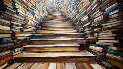 Obraz premium Stairway of Books: A Literary Ascent