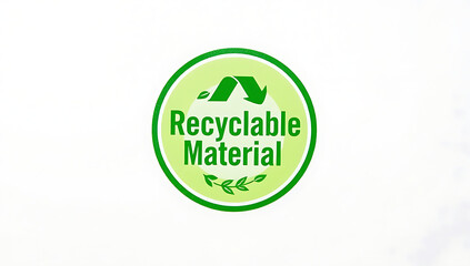 "Recyclable Material" – A green circular stamp highlighting eco-friendly packaging, sustainability, and environmental responsibility.