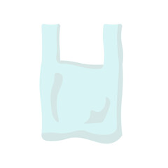 Isolated cartoon of a light blue used plastic bag
