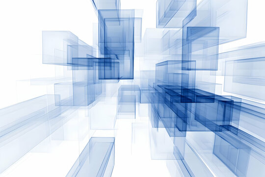 Abstract 3D Blue Glass Cubes Background