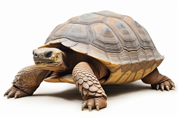 Obraz premium Majestic Old Giant Turtle Isolated on Bright Background, Captivating and Remarkable Detail Showcasing Nature's Amazing Creatures