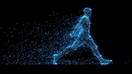 Fototapeta premium Abstract glowing man jogging.