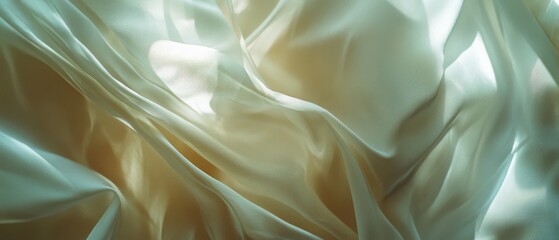 Obraz premium Soft and ethereal with light filtering through creamy folds, this fabric offers a glowing, tranquil elegance reminiscent of morning sunlight.