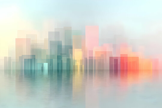 Abstract Cityscape Illustration - Pastel Hues