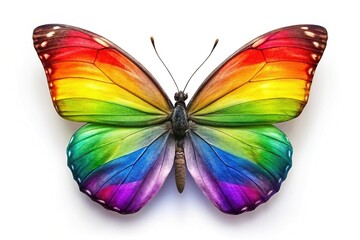 LGBTQ+ Pride Butterfly on White Background - Vibrant Stock Photo