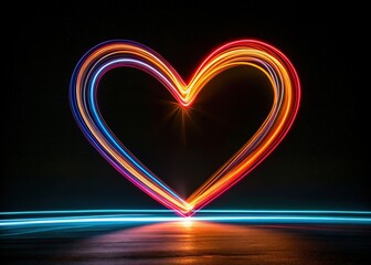 Long Exposure Heart Shape Light Trails Abstract Background