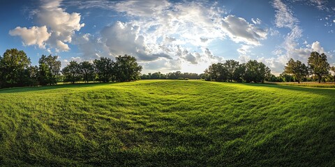 A vibrant patch of lush green grass captured in wide-angle, showcasing fresh blades, soft texture, and natural beauty. Perfect for nature backgrounds, garden themes, and serene landscapes.