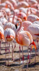 Flamingo Flock in Sunlight