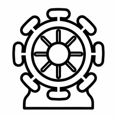 Obraz premium Ferris wheel spinning around at amusement park vector illustration (1)