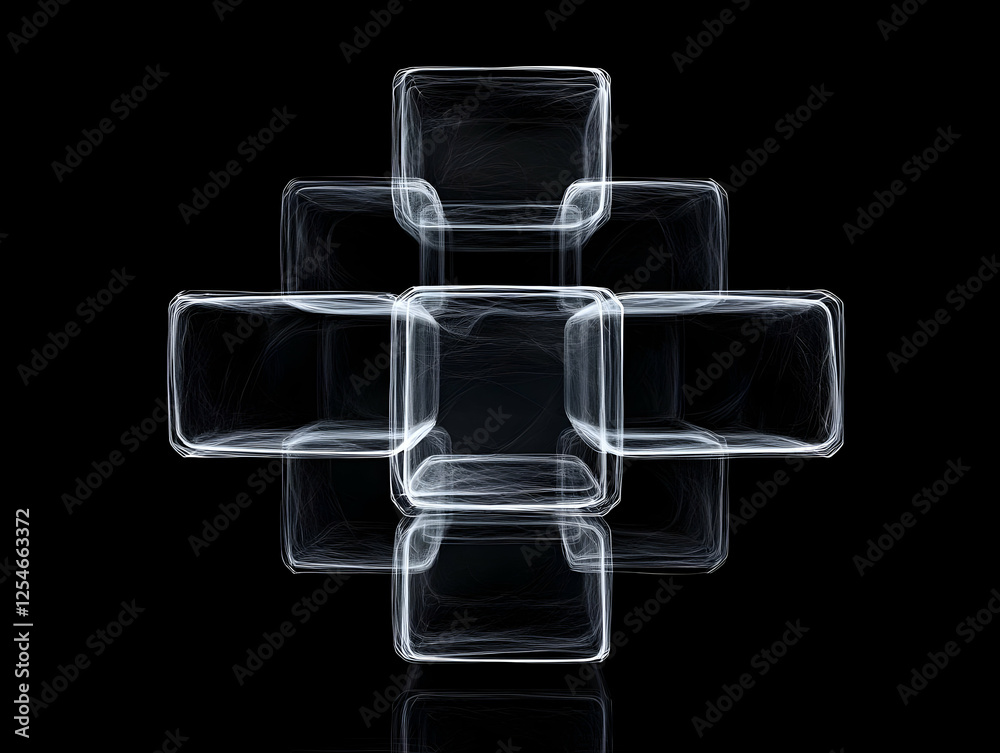 Sticker Abstract 3D Cube Cross Light Trails Illustration