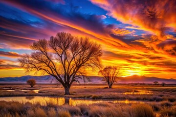 Majestic Sunset over Bosque del Apache, New Mexico Wildlife Refuge