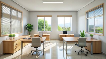 Fototapeta premium Minimalist Accounting Room, Indonesian School, Desk, Financial Documents, Education Stock Photo