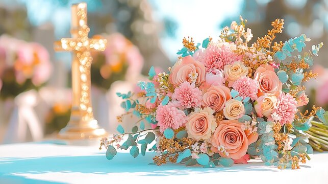 Memorial Bouquet: A Symbolic Tribute to Loved Ones on a Cemetery Funeral Concept