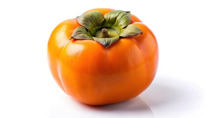 Ripe Persimmons on White Background - Vibrant Autumn Fruit Stock Photo