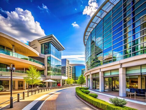 Tysons Corner Center, Modern Virginia Shopping Mall Exterior, Copy Space