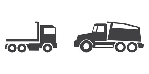 Fototapeta premium Professional Vehicle Truck Icons Silhouette Vector Illustration