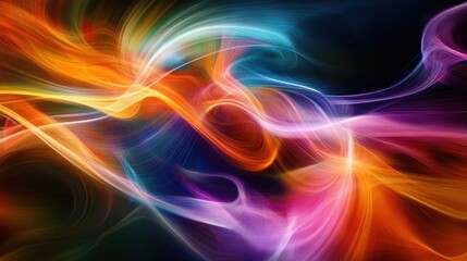 Fototapeta premium Abstract colorful swirls, energy flow, dark background, design element