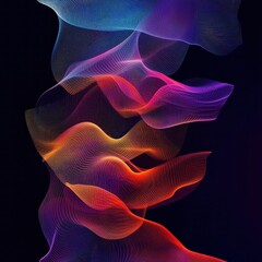 Obraz premium Abstract colorful flowing waves, dark background, design element