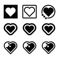 Assorted Heart Icons Classic, Modern, and Decorative Styles